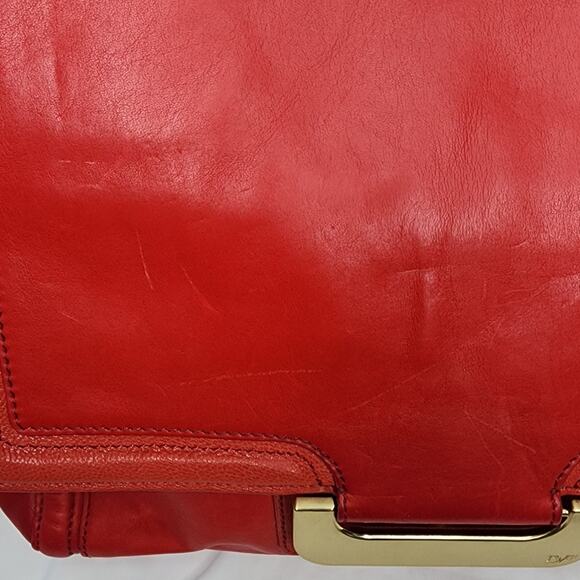 Diane Von Furstenberg Red Leather New Harper Charlotte Shoulder Bag - Picture 5 of 16